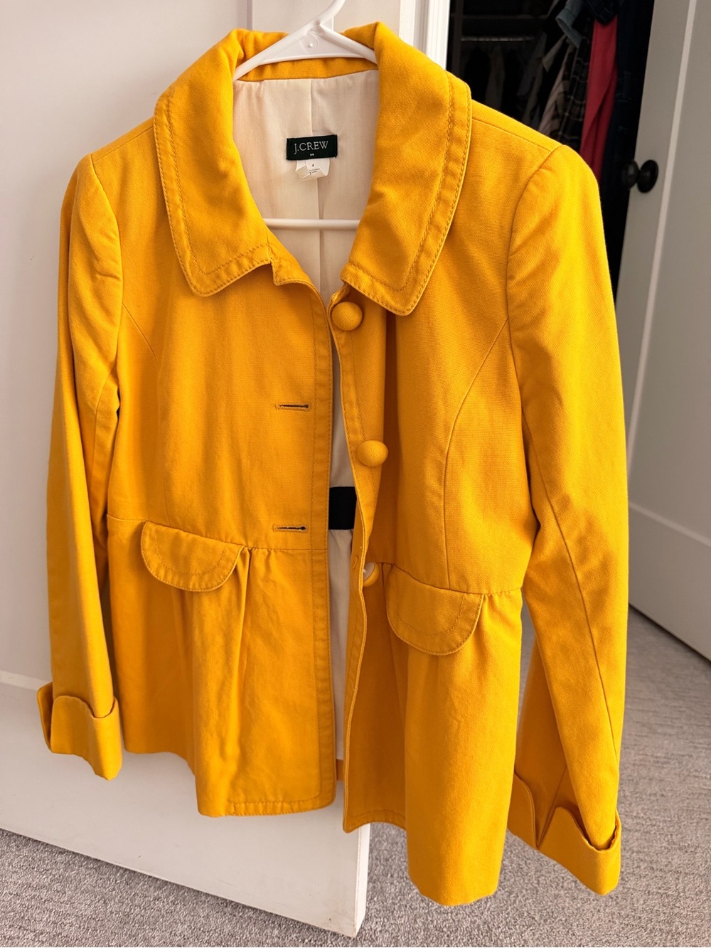 J. Crew Bright Yellow Button-Front Cotton Blazer